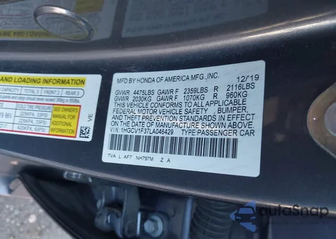 2020 Honda Accord Sport из США, поврежденный, VIN 1HGCV1F37LA046429